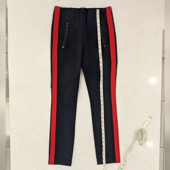 NWOT Rag & Bone Simone Pants Equestrian Stretch Navy Red Zipper Pockets Crop 2 - Picture 7 of 12